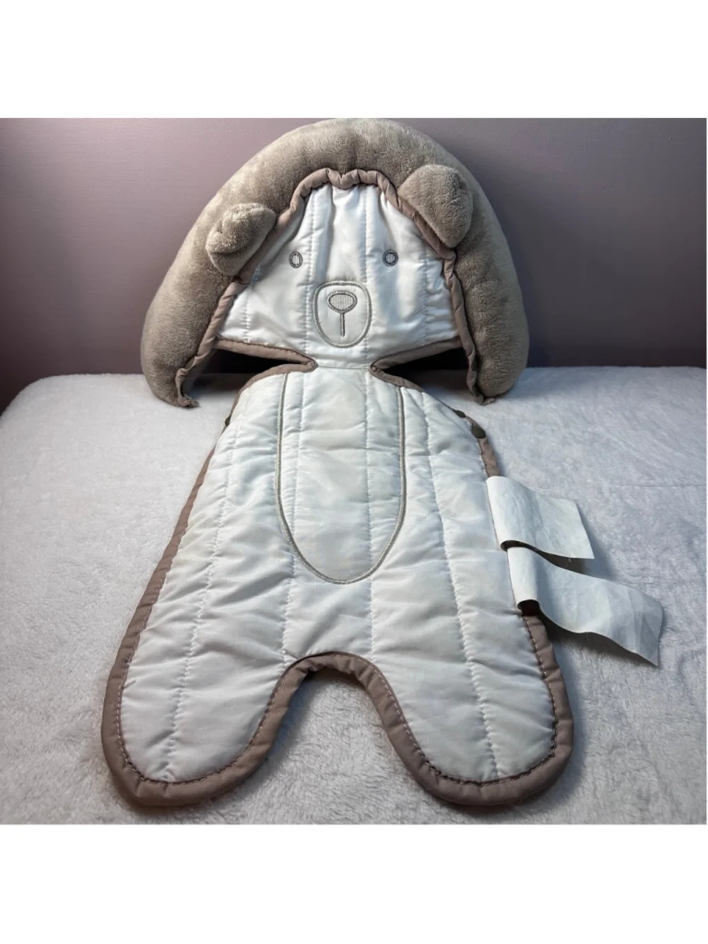 Goldbug Bear Car Seat Head Support Baby Infant Insert Brown Beige Plush